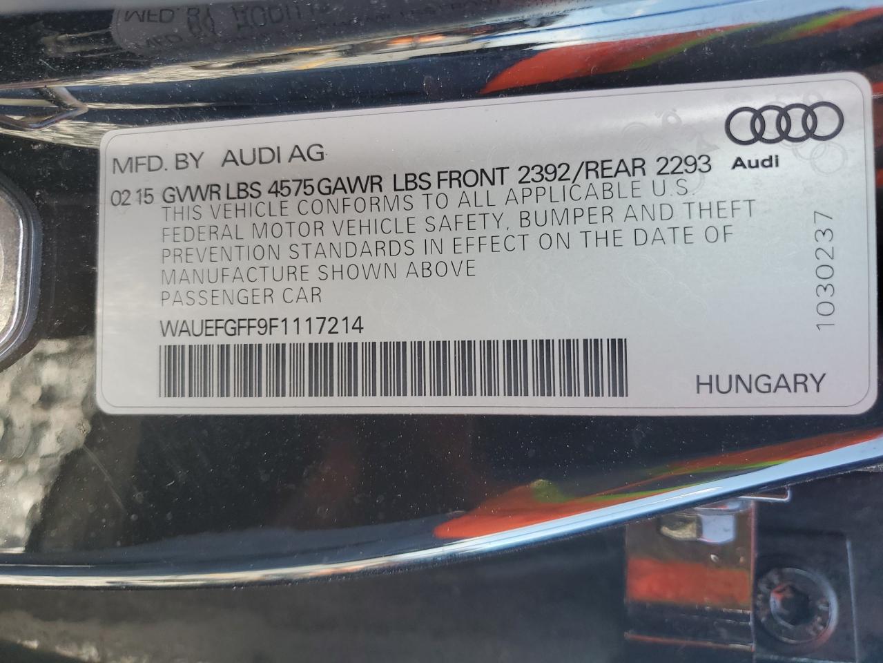 2015 Audi A3 Premium Plus VIN: WAUEFGFF9F1117214 Lot: 62385265