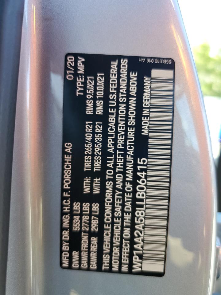 2020 Porsche Macan VIN: WP1AA2A58LLB06415 Lot: 60933815
