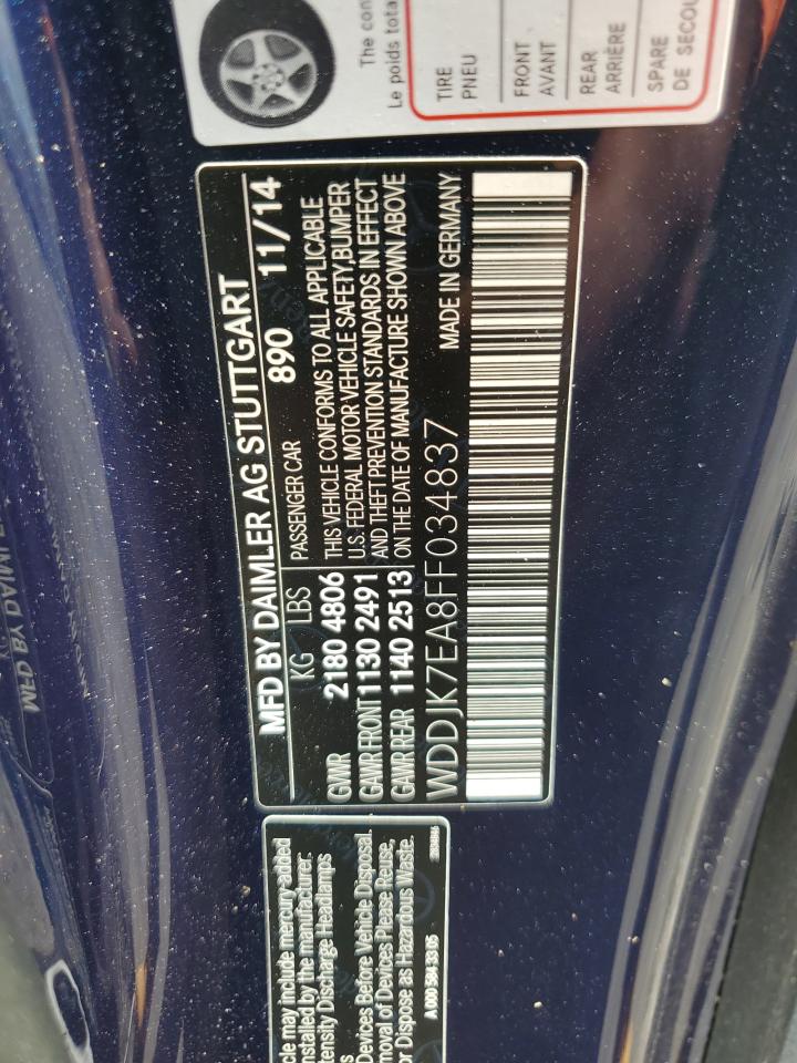 2015 Mercedes-Benz Sl 63 Amg VIN: WDDJK7EA8FF034837 Lot: 60898485