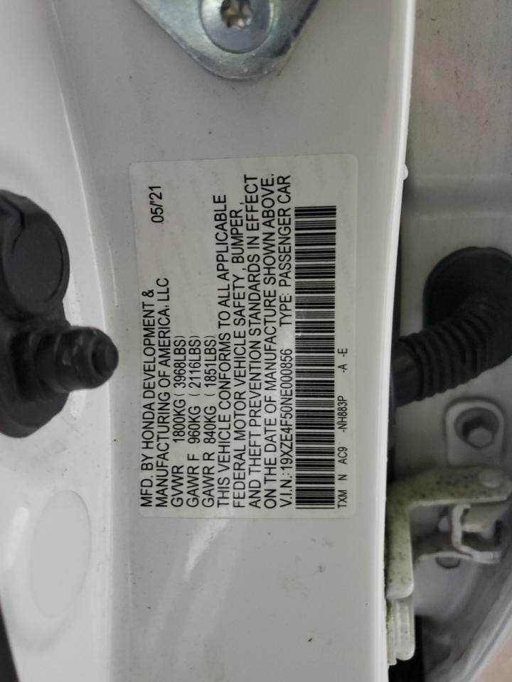 2022 Honda Insight Ex VIN: 19XZE4F50NE000856 Lot: 60737345