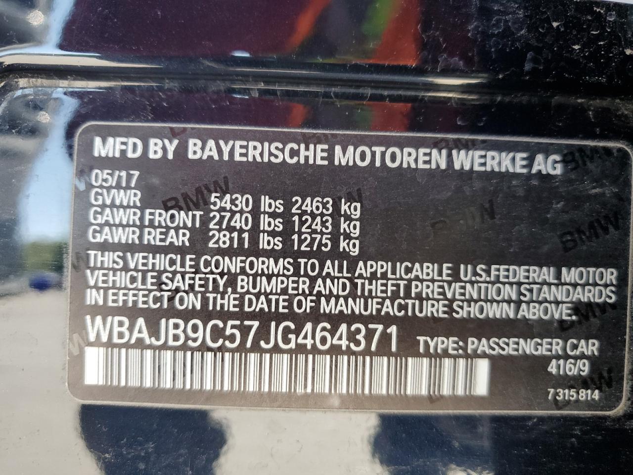 2018 BMW M550Xi VIN: WBAJB9C57JG464371 Lot: 59807565