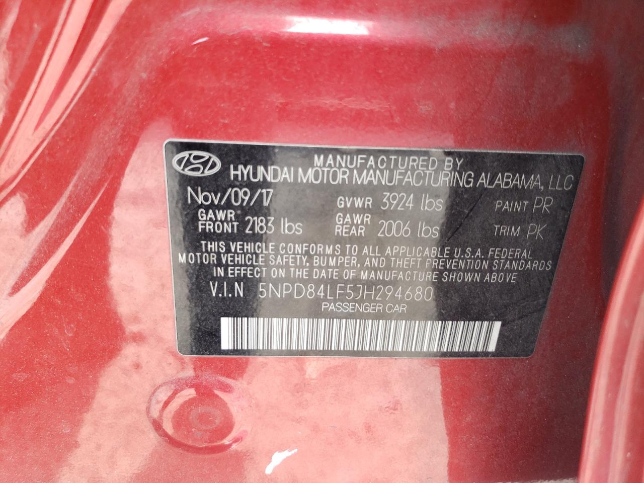 2018 Hyundai Elantra Sel VIN: 5NPD84LF5JH294680 Lot: 62263065