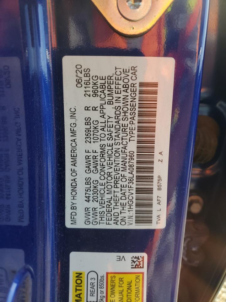 1HGCV1F36LA087960 HONDA ACCORD 2020