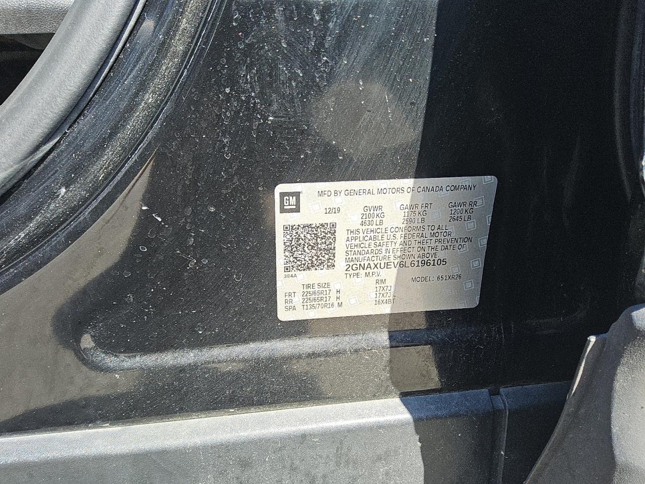CHEVROLET EQUINOX 2020 VIN 2GNAXUEV6L6196105 фото 12