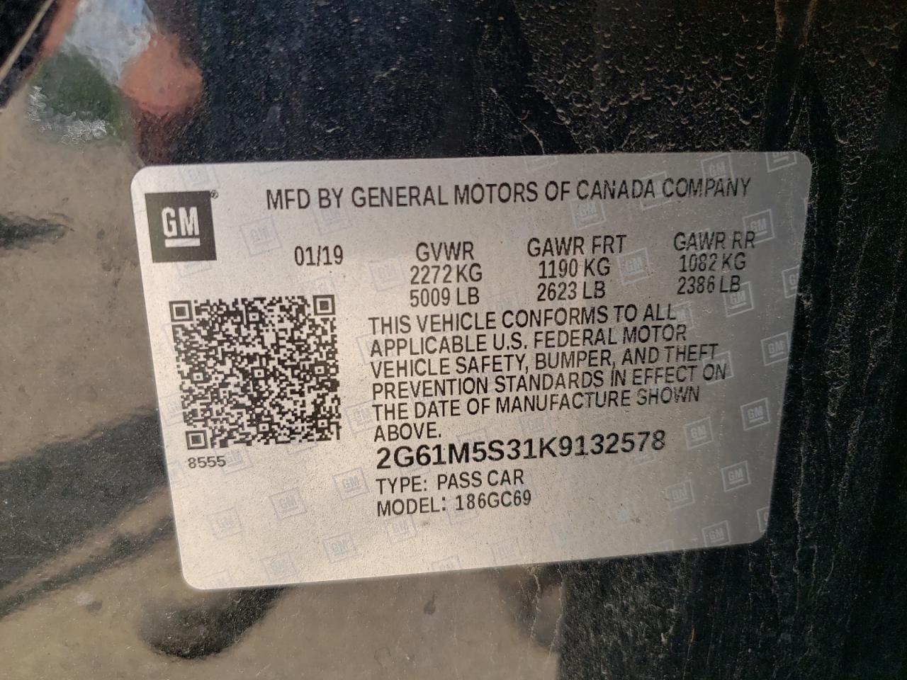 2019 Cadillac Xts Luxury VIN: 2G61M5S31K9132578 Lot: 62524325
