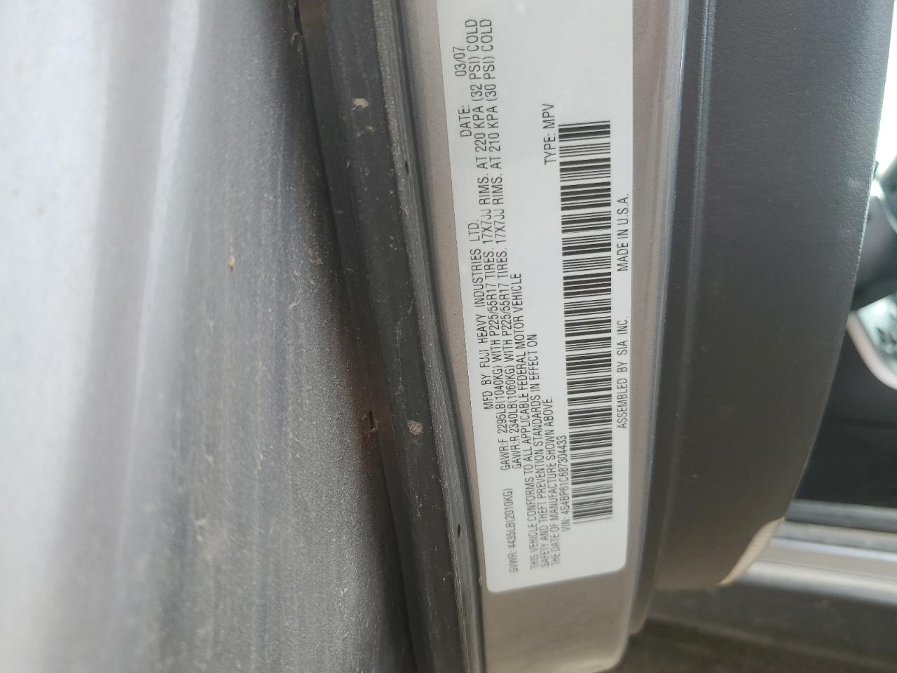2008 Subaru Outback 2.5I VIN: 4S4BP61C687304433 Lot: 62116305