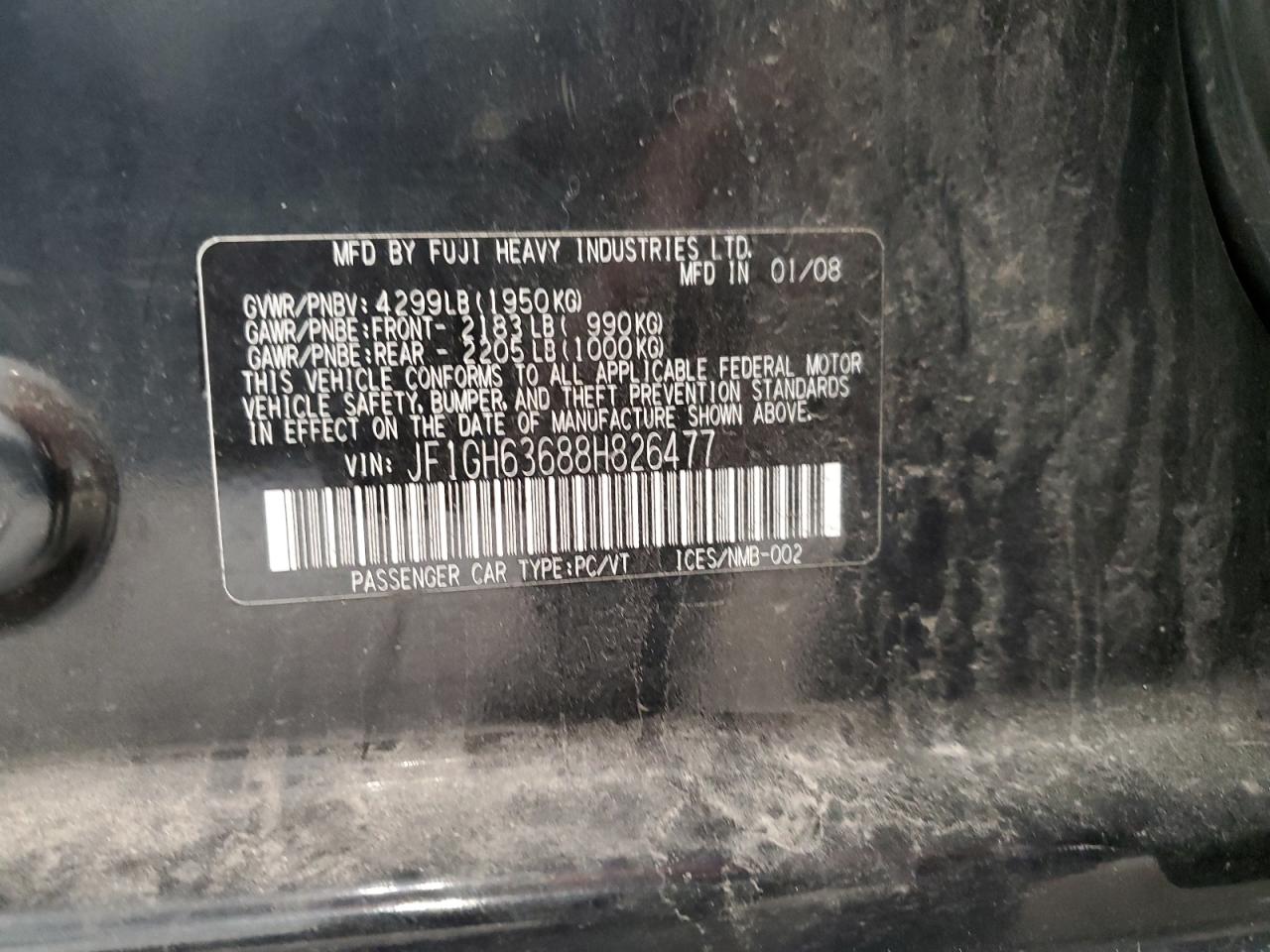 2008 Subaru Impreza Outback Sport VIN: JF1GH63688H826477 Lot: 60288485