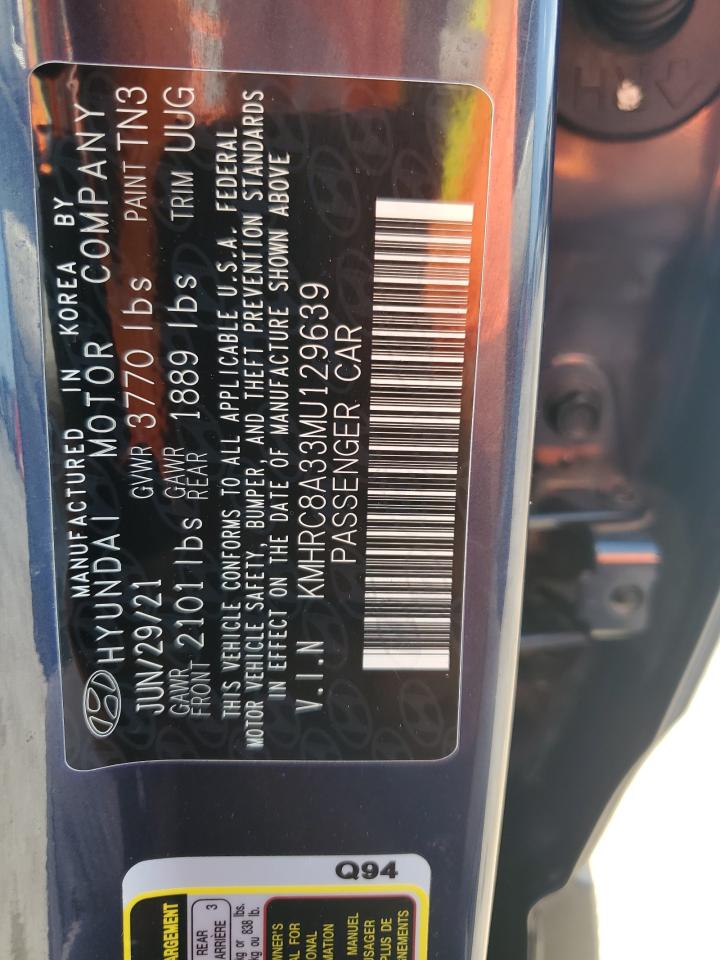 2021 Hyundai Venue Sel VIN: KMHRC8A33MU129639 Lot: 61388725