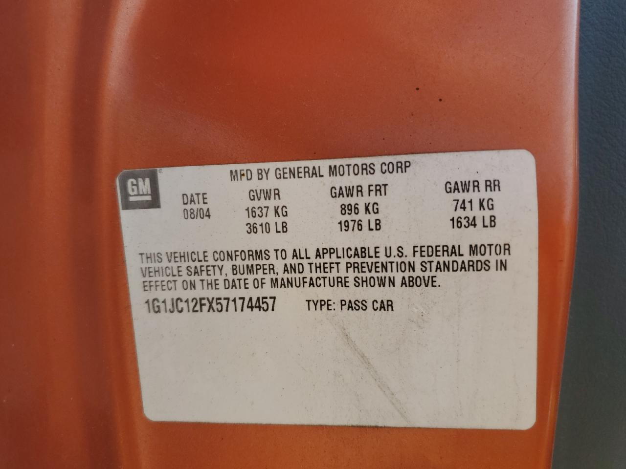 1g1jc12fx57174457 1G1JC12FX57174457 2005 Chevrolet Cavalier