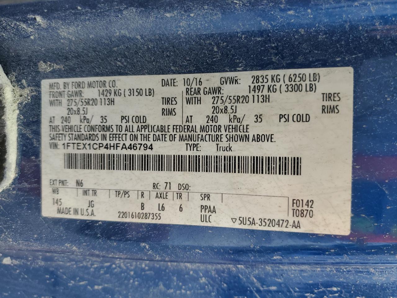 1FTEX1CP4HFA46794 FORD F-150 2017