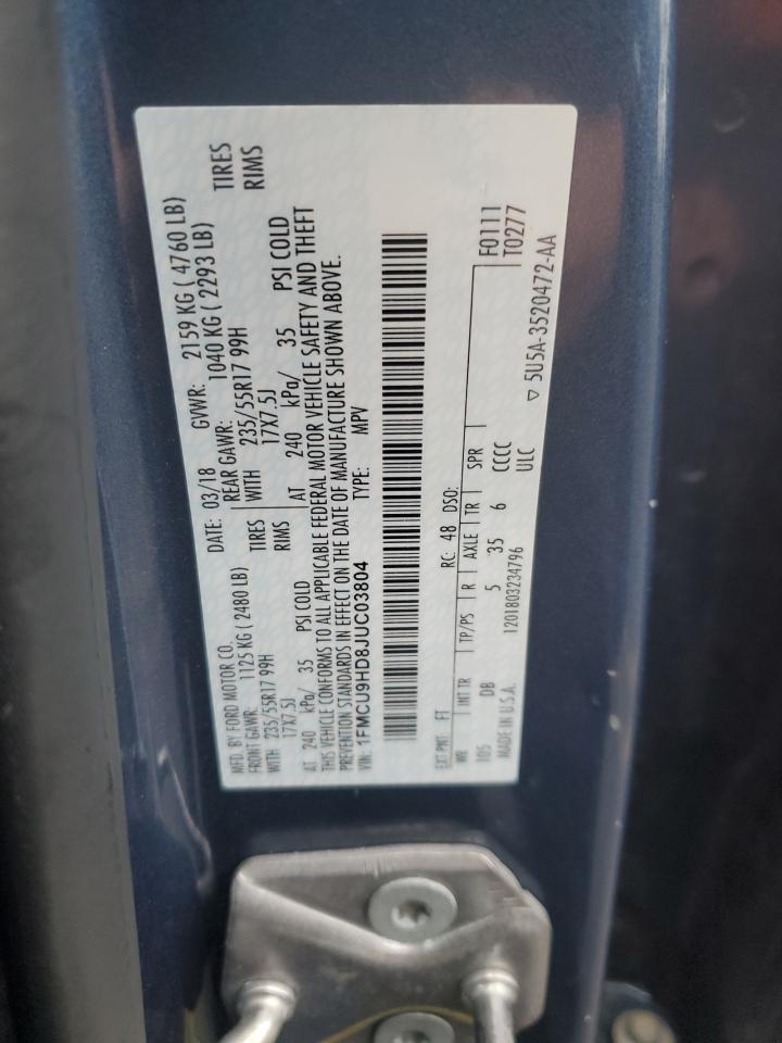 1FMCU9HD8JUC03804 FORD ESCAPE 2018