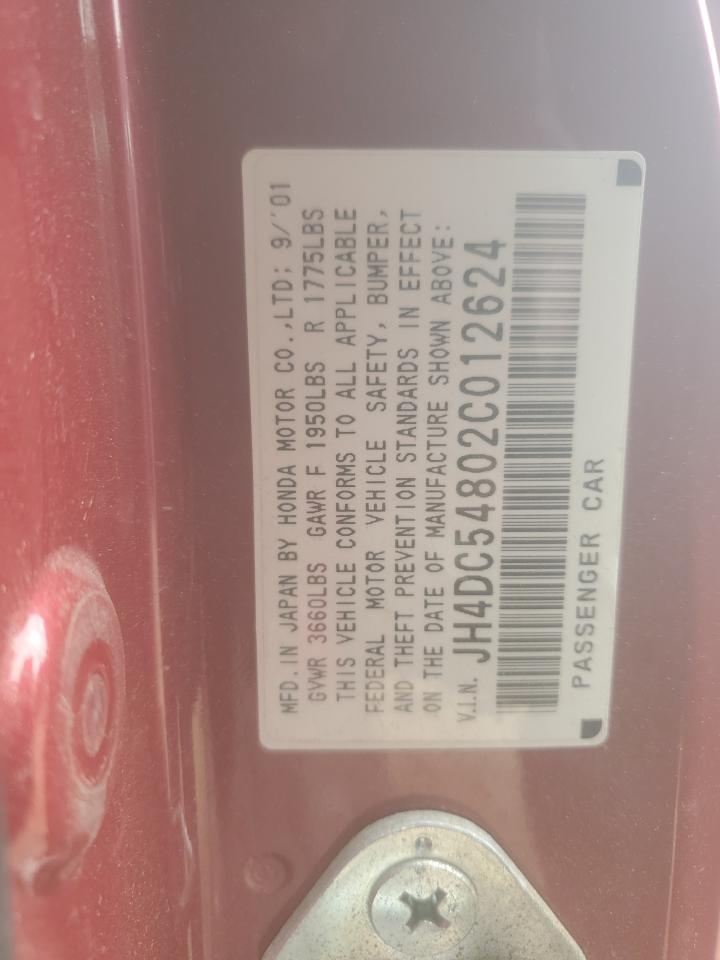 2002 Acura Rsx VIN: JH4DC54802C012624 Lot: 62392515