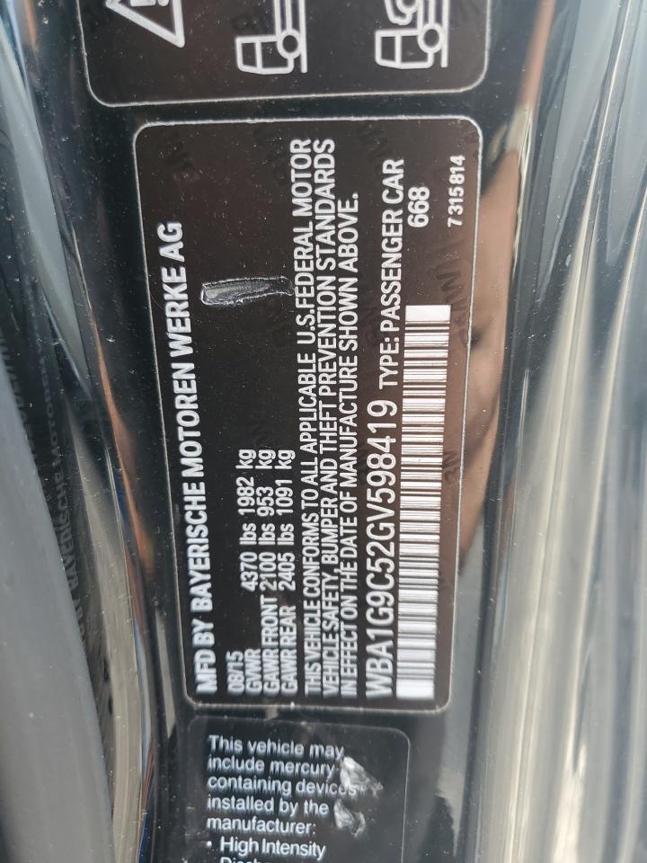 2016 BMW 228 Xi Sulev VIN: WBA1G9C52GV598419 Lot: 62464515