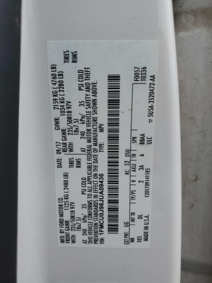 1FMCU0J98JUA09436 FORD ESCAPE 2018