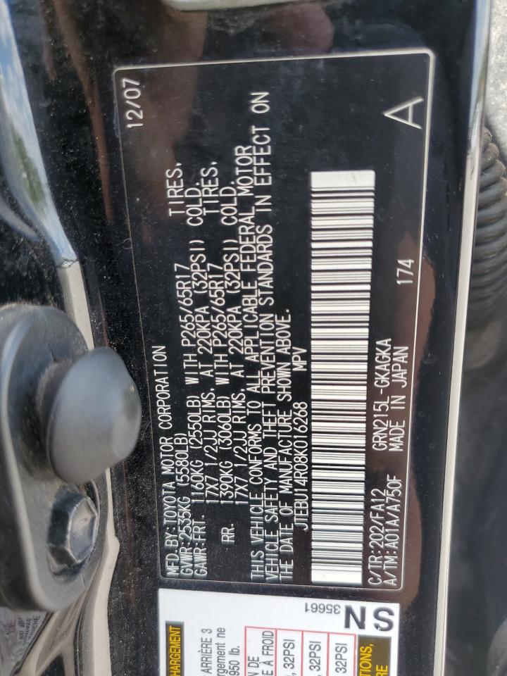 2008 Toyota 4Runner Sr5 VIN: JTEBU14R08K016268 Lot: 62309325