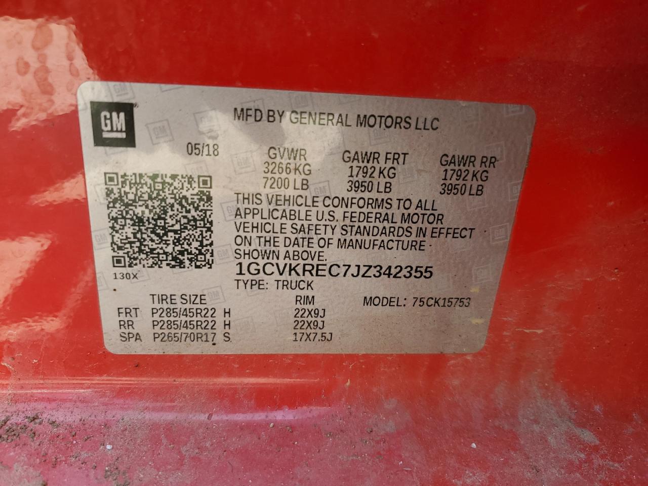 1GCVKREC7JZ342355 CHEVROLET ALL Models 2018