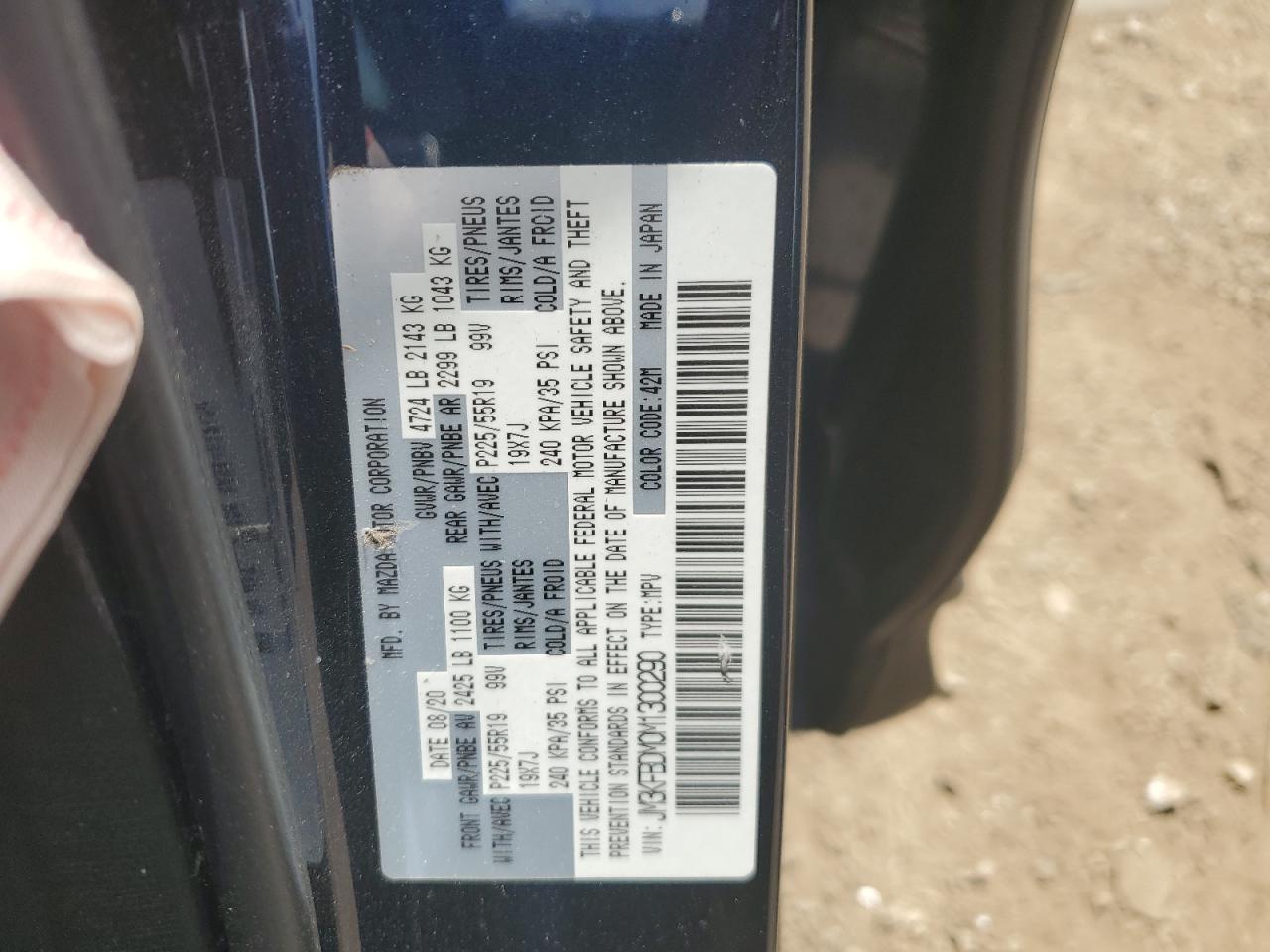 2021 Mazda Cx-5 Grand Touring VIN: JM3KFBDM0M1300290 Lot: 62900345