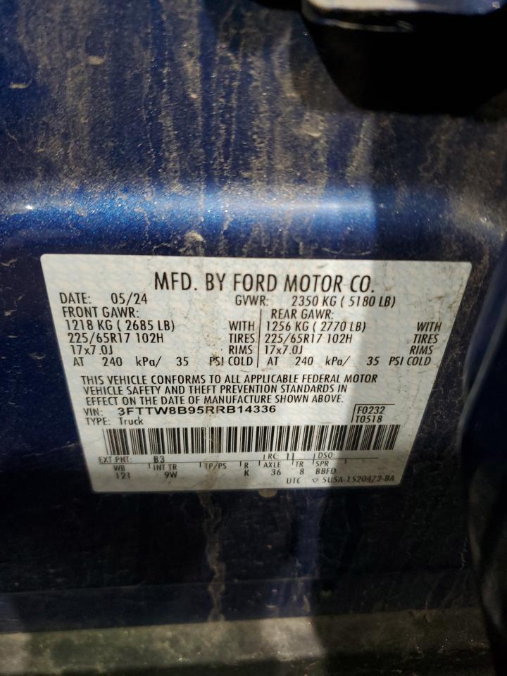 2024 Ford Maverick Xl VIN: 3FTTW8B95RRB14336 Lot: 61613765