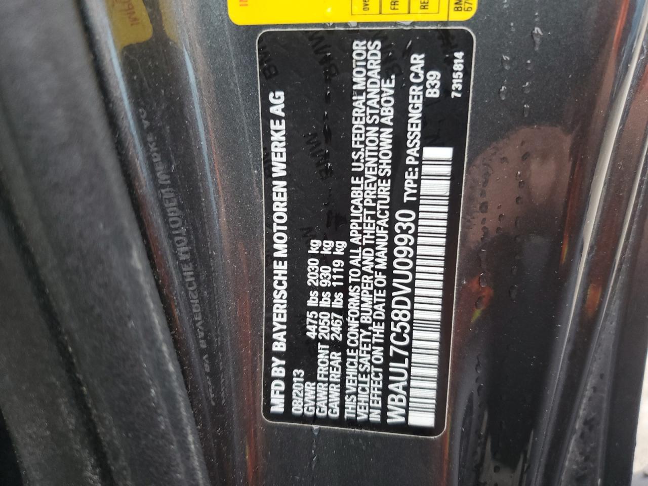 2013 BMW 128 I VIN: WBAUL7C58DVU09930 Lot: 59116445