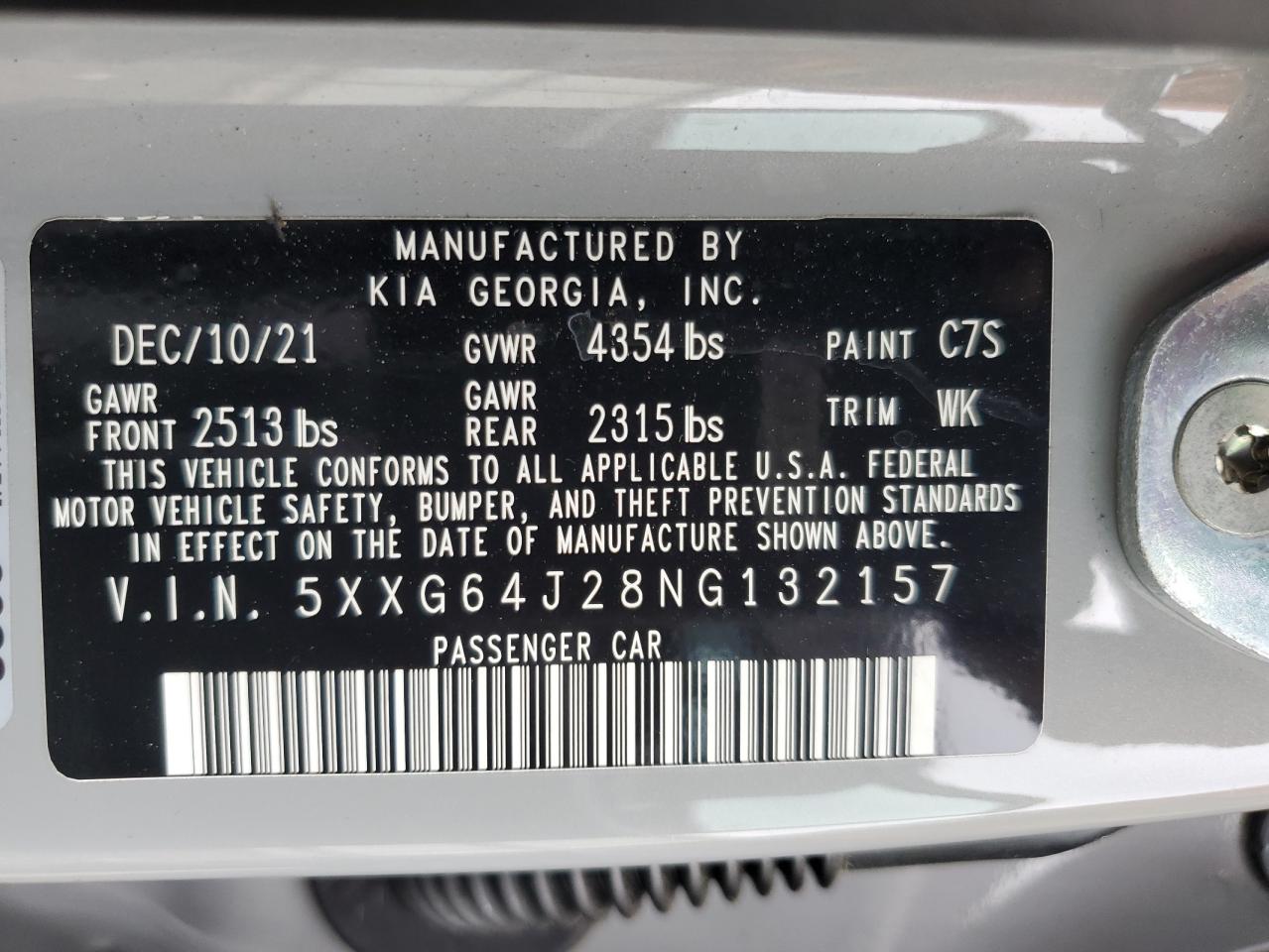 2022 Kia K5 Gt Line VIN: 5XXG64J28NG132157 Lot: 62309945
