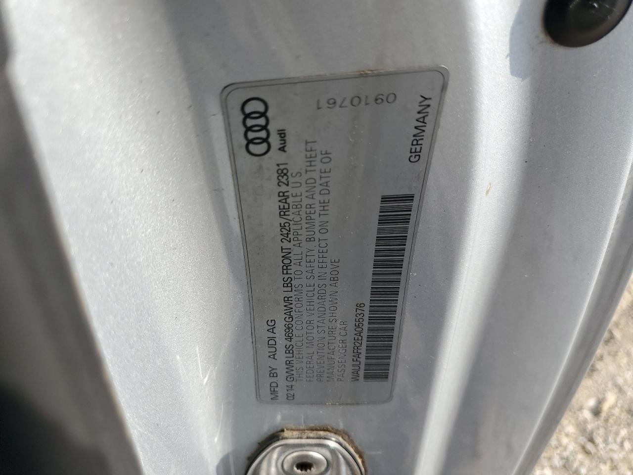 2014 Audi A5 Premium Plus VIN: WAULFAFR2EA055376 Lot: 61634285
