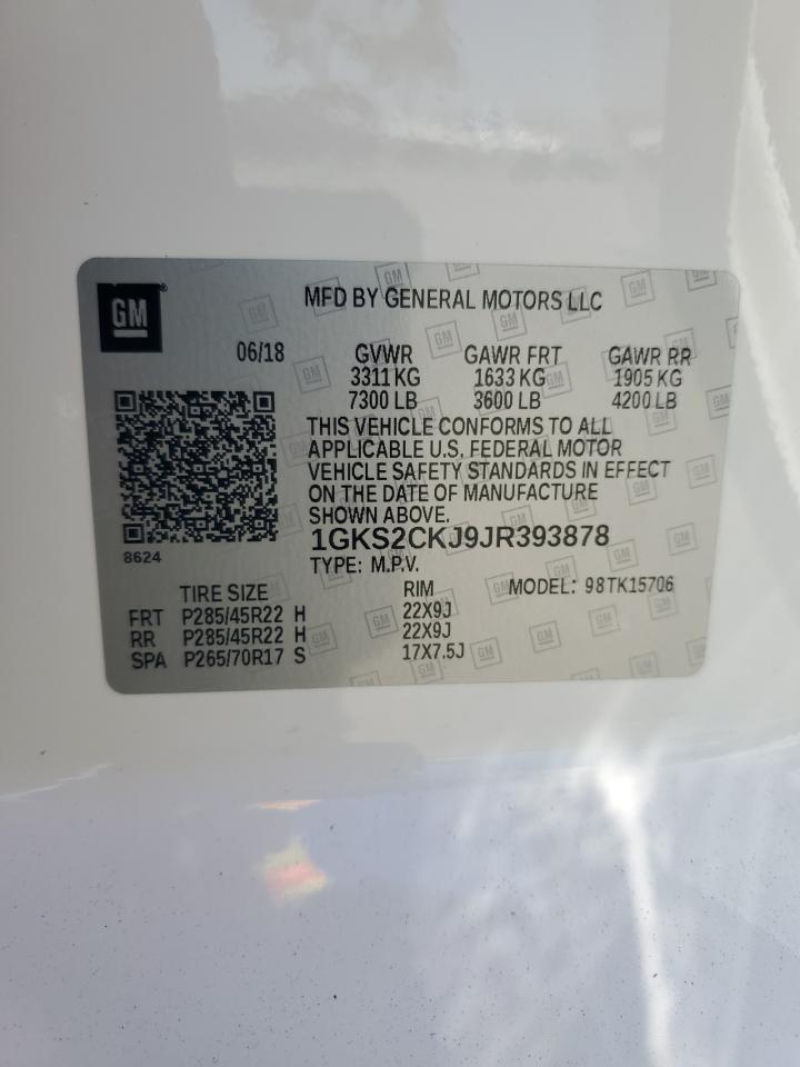 2018 GMC Yukon Denali VIN: 1GKS2CKJ9JR393878 Lot: 62417165