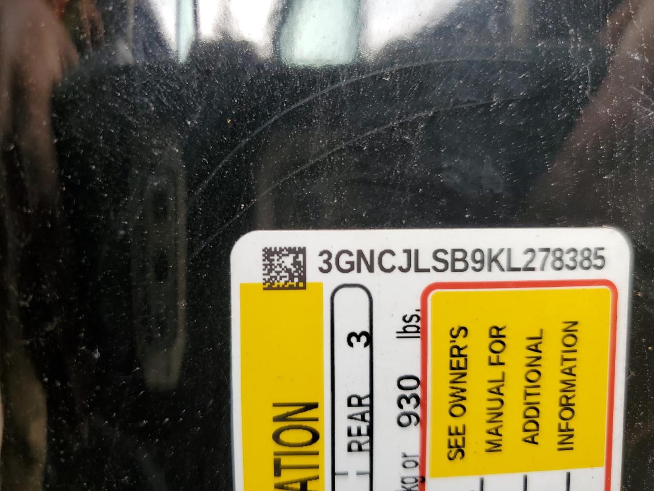 2019 Chevrolet Trax 1Lt VIN: 3GNCJLSB9KL278385 Lot: 59865205