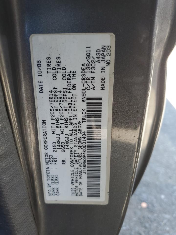 1989 Toyota Pickup 1/2 Ton Extra Long Wheelbase Dlx VIN: JT4RN93P4K0001404 Lot: 62950505