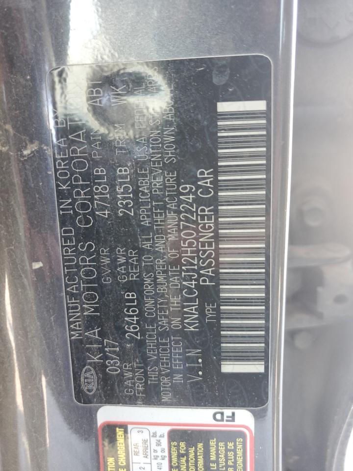 2017 Kia Cadenza Premium VIN: KNALC4J12H5072249 Lot: 61812535