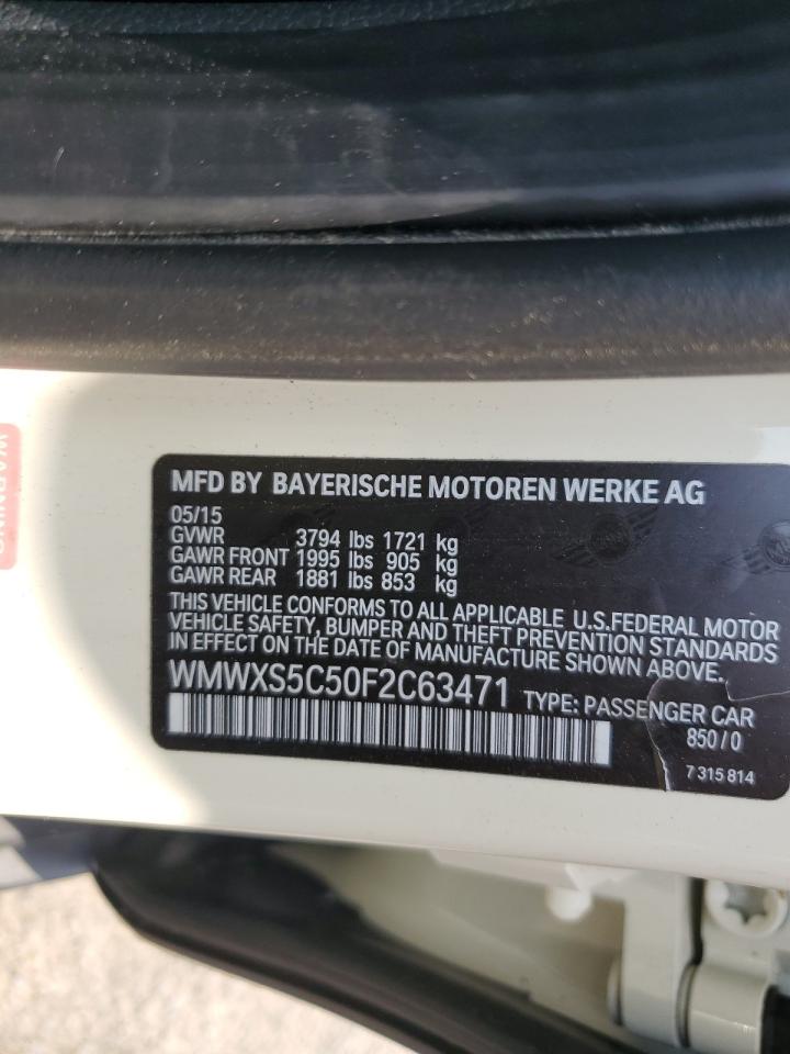 2015 Mini Cooper VIN: WMWXS5C50F2C63471 Lot: 59802385