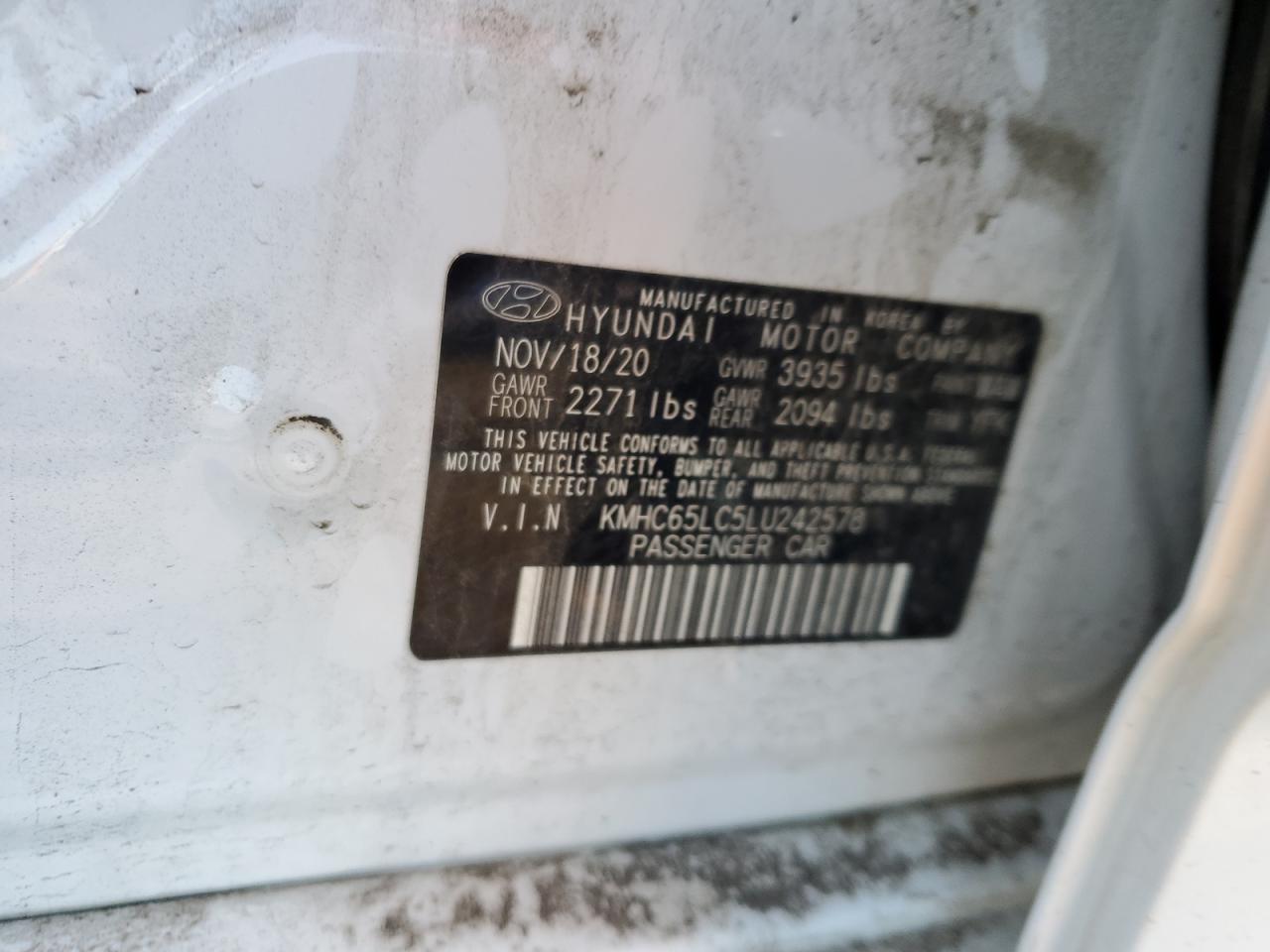 2020 Hyundai Ioniq Blue VIN: KMHC65LC5LU242578 Lot: 61957305