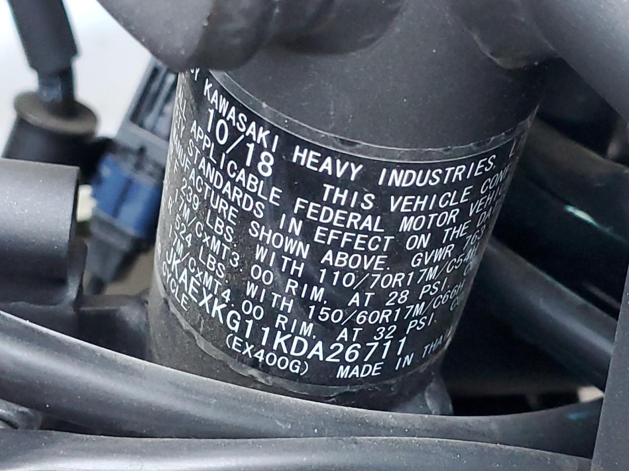 KAWASAKI ALL OTHER 2019 VIN JKAEXKG11KDA26711 фото 9