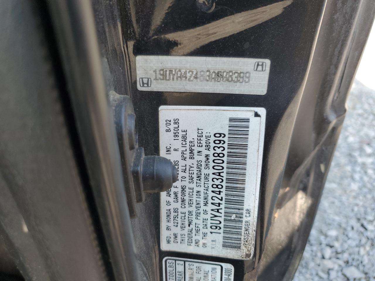 2003 Acura 3.2Cl VIN: 19UYA42483A008399 Lot: 59193835