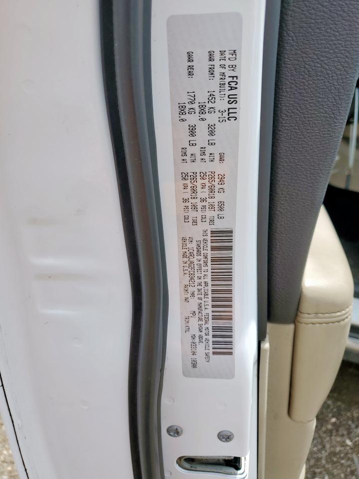 2015 Dodge Durango Sxt VIN: 1C4RDJAG2FC834212 Lot: 60256375