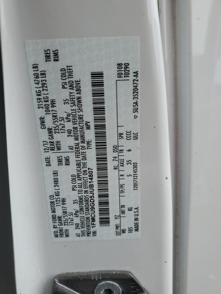 1FMCU9GD5JUB14807 FORD ESCAPE 2018
