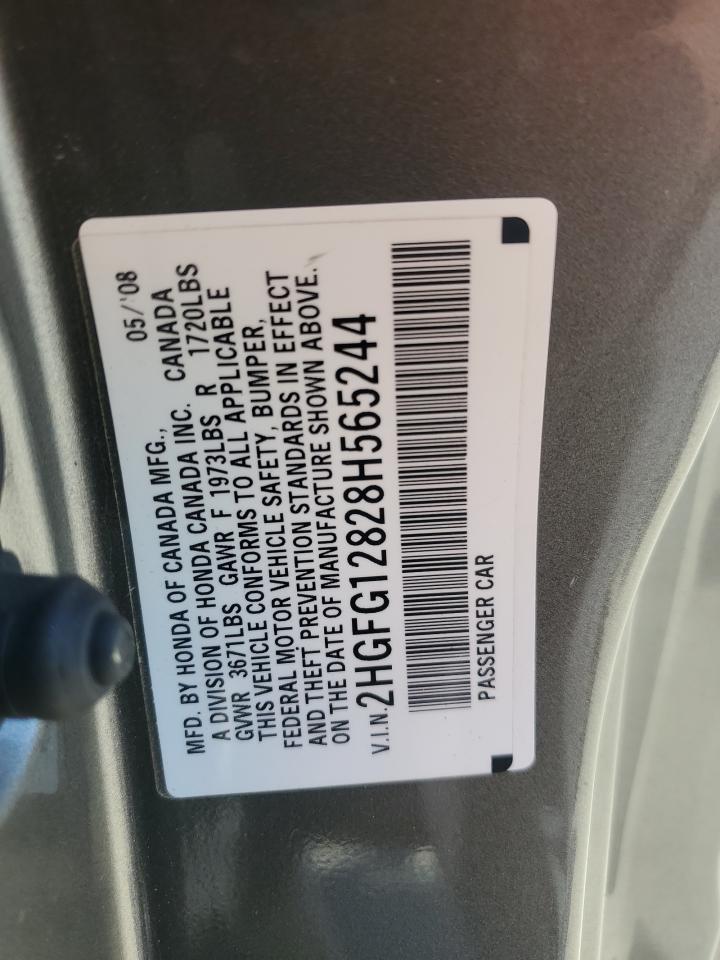 2008 Honda Civic Ex VIN: 2HGFG12828H565244 Lot: 62961615