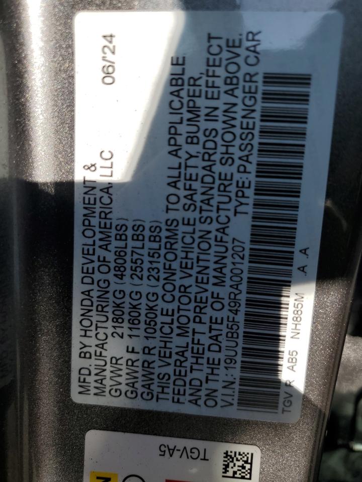 2024 Acura Tlx Technology VIN: 19UUB5F49RA001207 Lot: 62239745