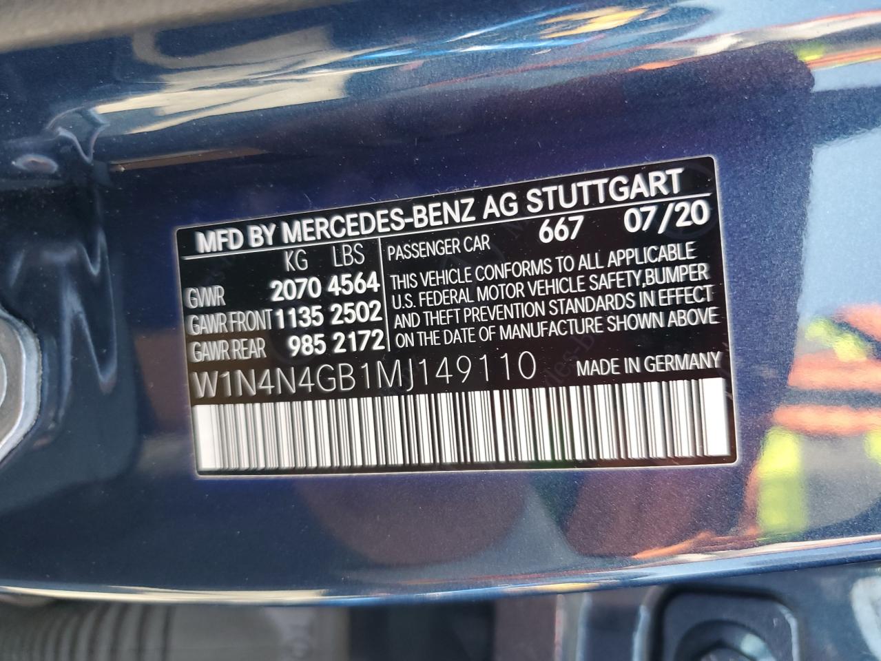 2021 Mercedes-Benz Gla 250 VIN: W1N4N4GB1MJ149110 Lot: 60367685
