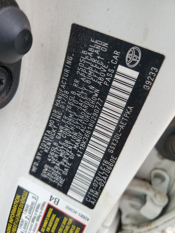 2008 Toyota Avalon Xl VIN: 4T1BK36B18U290777 Lot: 60021185