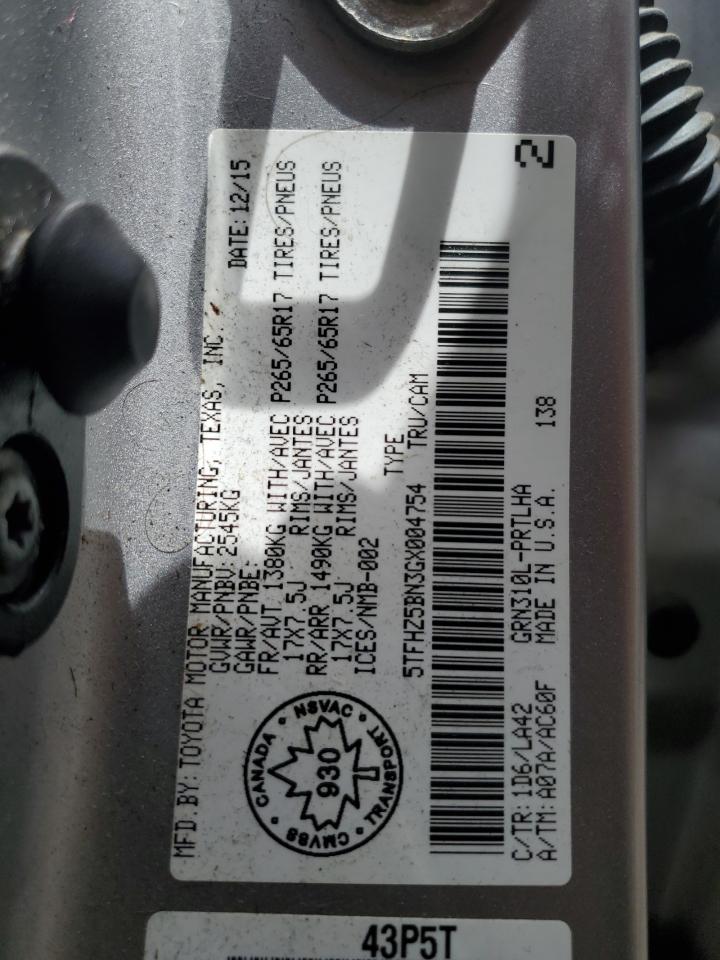 5TFHZ5BN3GX004754 TOYOTA TACOMA 2016
