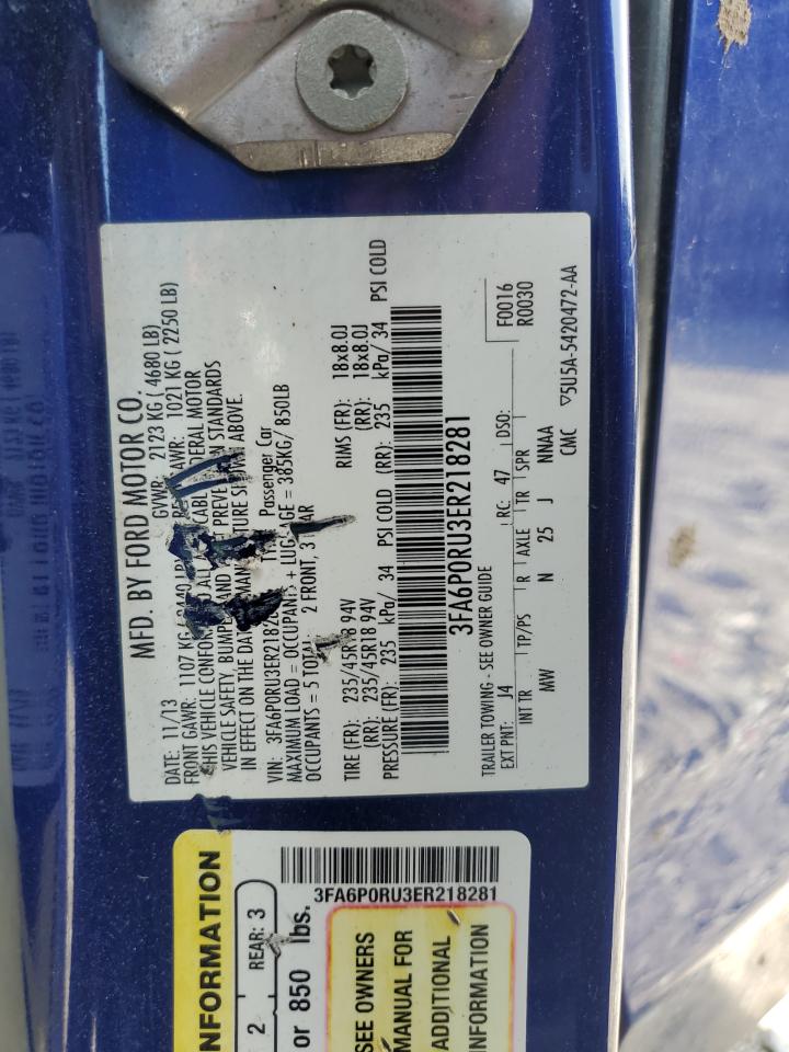 2014 Ford Fusion Titanium Hev VIN: 3FA6P0RU3ER218281 Lot: 61682955