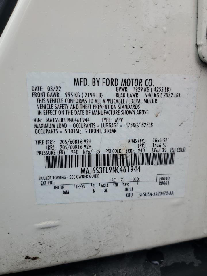 MAJ6S3FL9NC461944 FORD ECOSPORT 2022