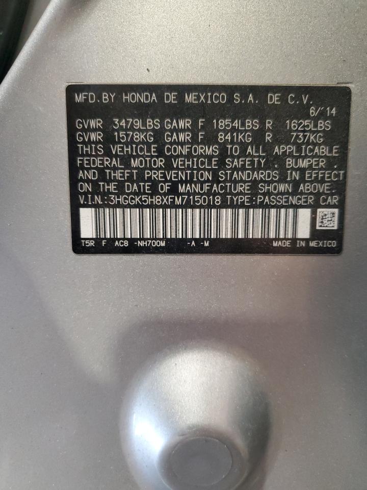 2015 Honda Fit Ex VIN: 3HGGK5H8XFM715018 Lot: 63037685