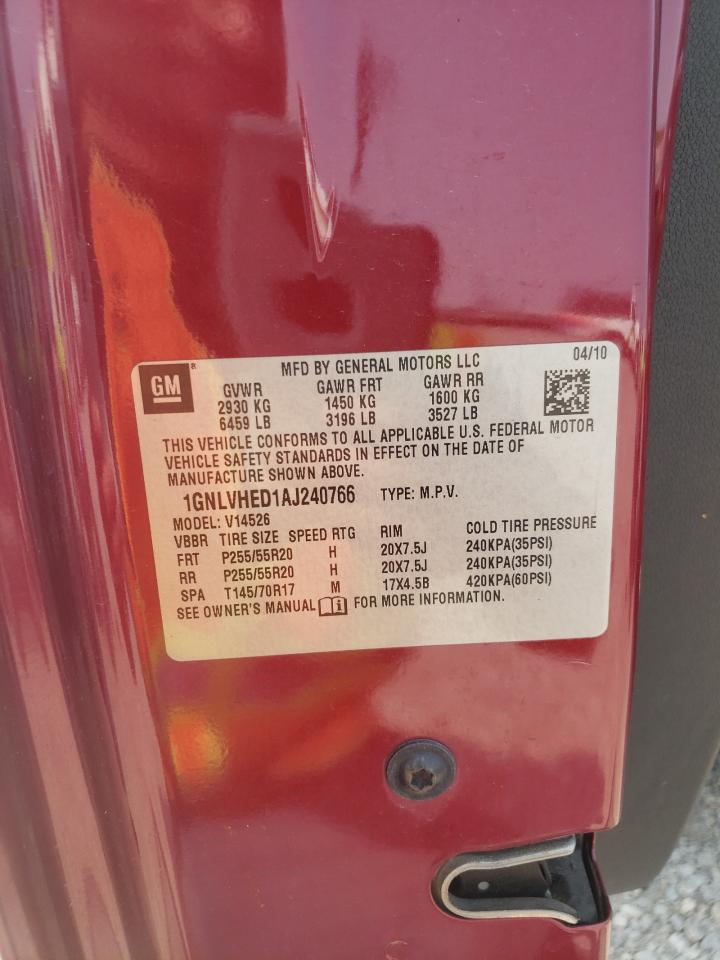 2010 Chevrolet Traverse Ltz VIN: 1GNLVHED1AJ240766 Lot: 58921395