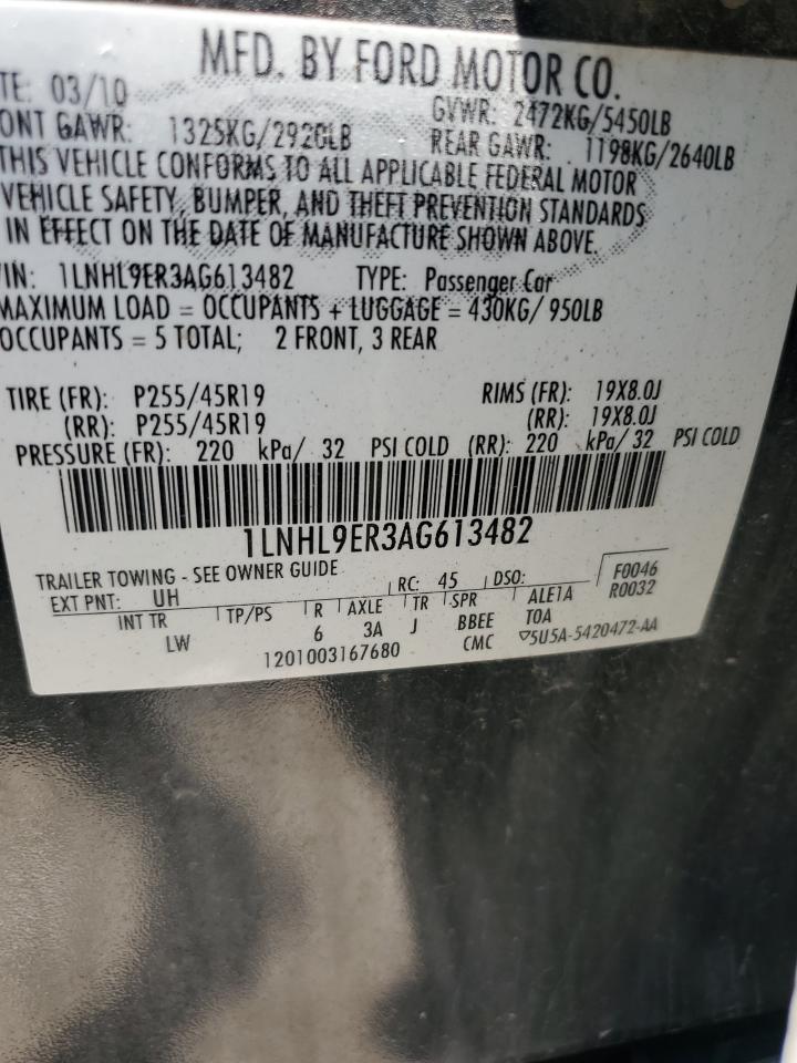 2010 Lincoln Mks VIN: 1LNHL9ER3AG613482 Lot: 61646105