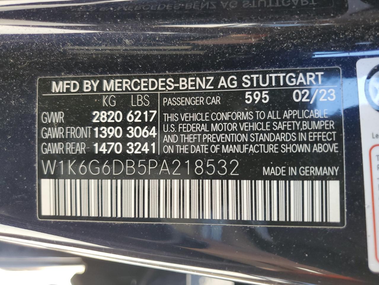 2023 Mercedes-Benz S 500 4Matic VIN: W1K6G6DB5PA218532 Lot: 61366695