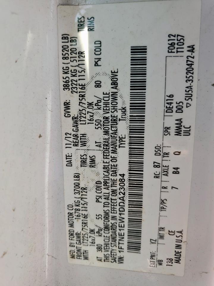 2013 Ford Econoline E150 Van VIN: 1FTNE1EW1DDA23084 Lot: 60047625