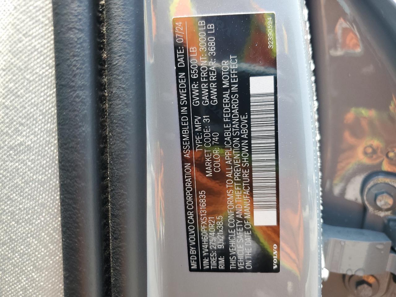 2025 Volvo Xc90 Ultra VIN: YV4H60PFXS1316835 Lot: 58925585