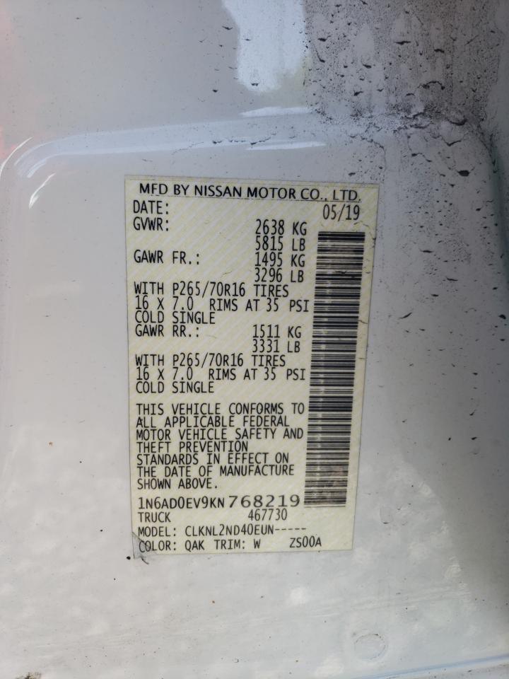 1N6AD0EV9KN768219 NISSAN FRONTIER 2019