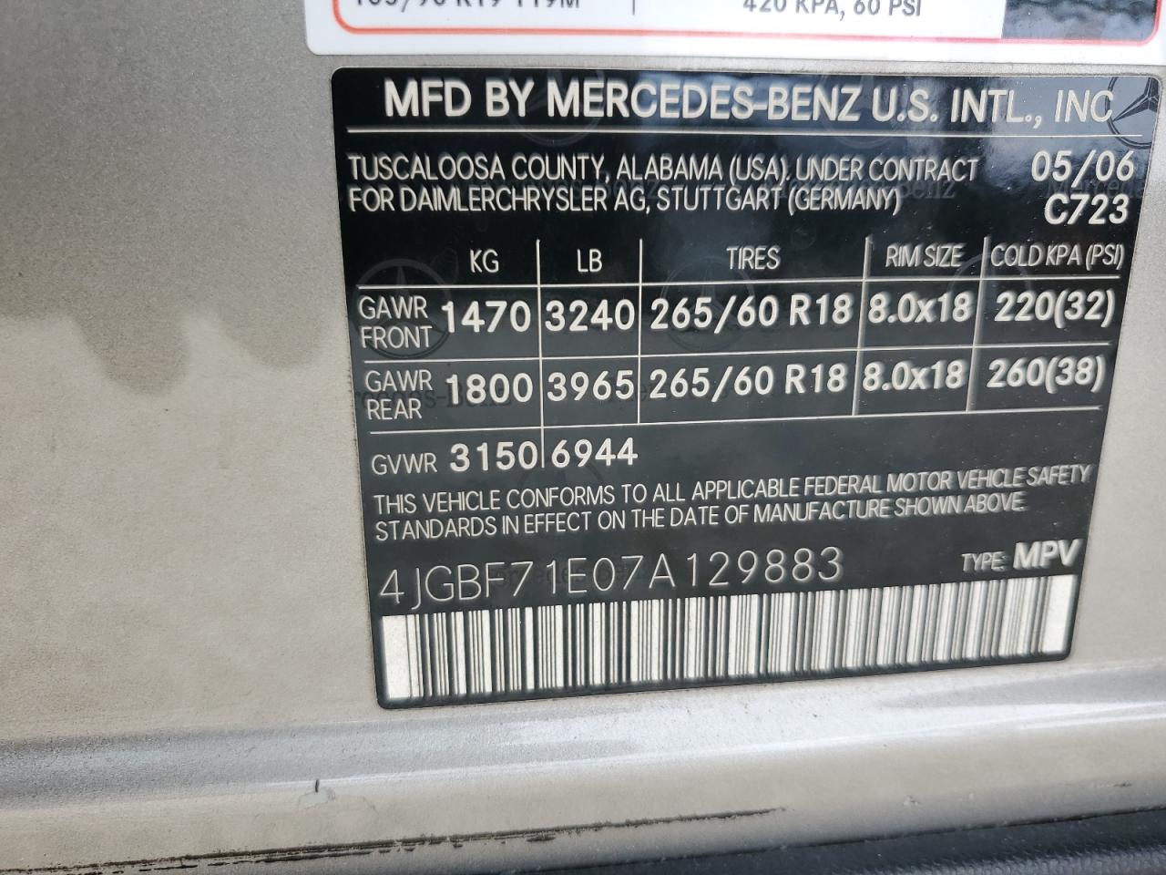 2007 Mercedes-Benz Gl 450 4Matic VIN: 4JGBF71E07A129883 Lot: 61343095